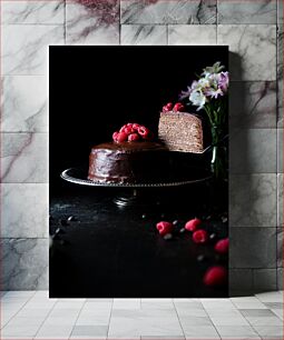 Πίνακας, Chocolate Raspberry Cake Κέικ σοκολάτας βατόμουρο