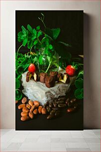 Πίνακας, Chocolates and Strawberries with Greenery Σοκολάτες και φράουλες με πράσινο