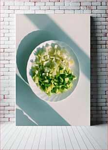 Πίνακας, Chopped Vegetables in White Dish Ψιλοκομμένα λαχανικά σε λευκό πιάτο