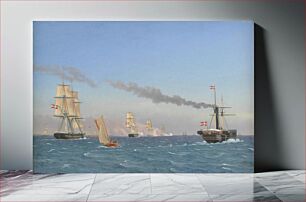 Πίνακας, Christian VIII Aboard his Steamship "Ægir" Watching the Maneuvers of a Squadron near Copenhagen by C.W. Eckersberg