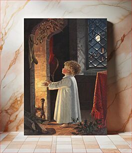 Πίνακας, Christmas card depicting a fireplace, stockings and a child from The Miriam and Ira D. Wallach Division of Art, Prints and Photographs: Picture Collection published by