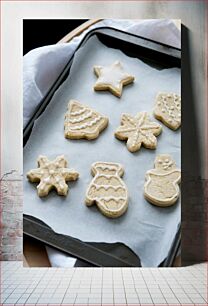 Πίνακας, Christmas Cookies on Baking Tray Χριστουγεννιάτικα μπισκότα στο ταψί
