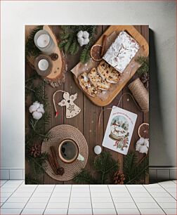 Πίνακας, Christmas Still Life With Cake and Coffee Χριστουγεννιάτικη νεκρή φύση με κέικ και καφέ