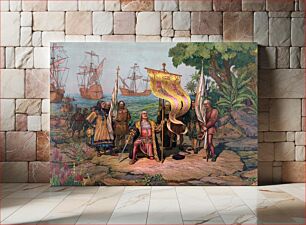 Πίνακας, Christoper Columbus arrives in America (1893) painting by L. Prang & Co., Boston