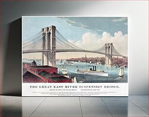 Πίνακας, Chromolithograph of the Brooklyn Bridge in the City of New York, New York, United States, by Currier and Ives