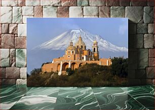 Πίνακας, Church and Volcano Landscape Εκκλησία και Ηφαίστειο Τοπίο