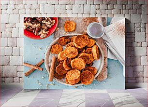 Πίνακας, Cinnamon Sweet Potato Chips with Pecans and Walnuts Τσιπς γλυκοπατάτας κανέλας με πεκάν και καρύδια