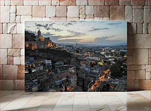 Πίνακας, City Evening Landscape with Historic Buildings Τοπίο βραδιάς πόλης με ιστορικά κτήρια