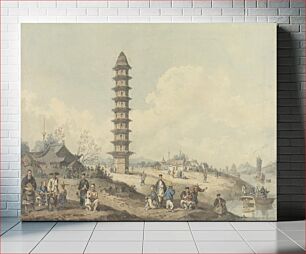 Πίνακας, City of Lin Tsin, Shantung, with a View of the Grand Canal