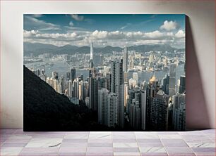 Πίνακας, City Skyline with Mountain View Ορίζοντας της πόλης με θέα στο βουνό