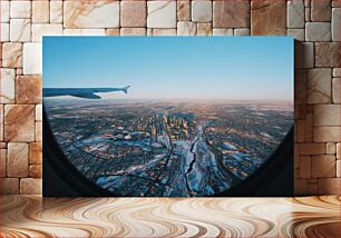 Πίνακας, City View from Airplane Window Θέα στην πόλη από το παράθυρο αεροπλάνου