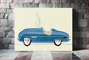 Πίνακας, Classic car series, Blue Roadster (1944) drawing by Theodore Wells Pietsch II