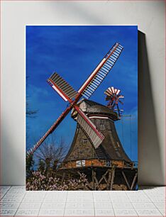 Πίνακας, Classic Windmill Against a Blue Sky Κλασικός ανεμόμυλος ενάντια σε έναν γαλάζιο ουρανό