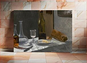Πίνακας, Claude Monet's Still Life with Bottle, Carafe, Bread, and Wine (ca. 1862-1863)