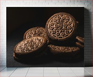 Πίνακας, Close-up of Chocolate Cookies Κοντινό πλάνο με μπισκότα σοκολάτας