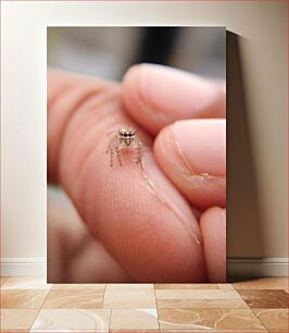 Πίνακας, Close-up of Tiny Spider on Fingers Κοντινό πλάνο της μικροσκοπικής αράχνης στα δάχτυλα