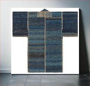 Πίνακας, Coarse, woven coat; woven in gradients of blue to black; off-white embroidery around collar