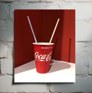 Πίνακας, Coca-Cola Cup with Straws Κύπελλο Coca-Cola με καλαμάκια