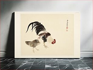 Πίνακας, Cock and hen, Rosetsu Nagasawa