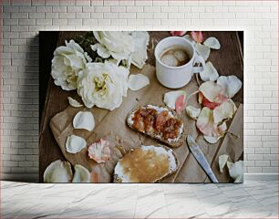 Πίνακας, Coffee and Breakfast with Flowers Καφές και Πρωινό με Λουλούδια