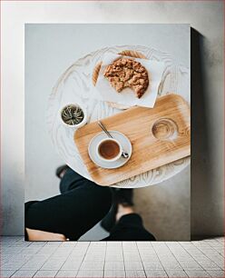 Πίνακας, Coffee and Cookie on a Wooden Tray Καφές και μπισκότο σε ξύλινο δίσκο