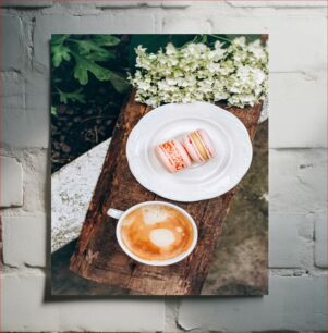 Πίνακας, Coffee and Macarons with Flowers Καφές και μακαρόν με λουλούδια