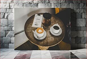 Πίνακας, Coffee and Menu on Rustic Table Καφές και μενού στο ρουστίκ τραπέζι