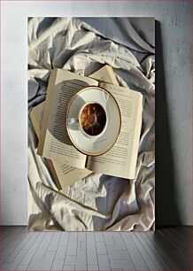 Πίνακας, Coffee and Open Books on Fabric Coffee and Open Books on Fabric