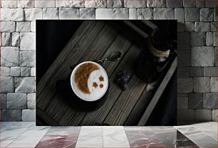 Πίνακας, Coffee Art on Wooden Tray Coffee Art σε Ξύλινο Δίσκο