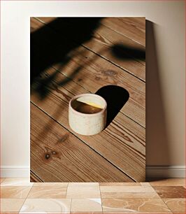 Πίνακας, Coffee Cup on Wooden Floor Φλιτζάνι καφέ σε ξύλινο πάτωμα