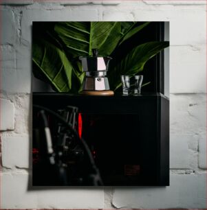 Πίνακας, Coffee Maker and Glass with Plants Καφετιέρα και ποτήρι με φυτά