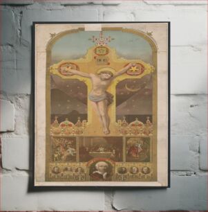 Πίνακας, [Collage of crucifix, biblical events, and portraits of religious leaders