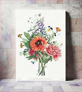 Πίνακας, Collection of Flowers and Fruits Painted after Nature: Bouquet of Foxglove, Clematis, Pansy, Peony, Poppy, and Yellow Day Lily (1805) by Louis Charles Ruotte
