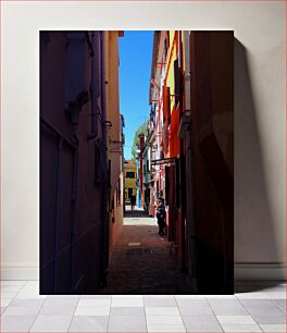 Πίνακας, Colorful Alley with Shadows Πολύχρωμο δρομάκι με σκιές