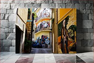 Πίνακας, Colorful Alleyway Murals Πολύχρωμες τοιχογραφίες Alleyway