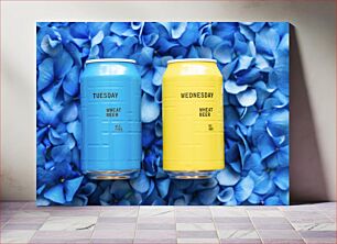 Πίνακας, Colorful Beer Cans on Petals Πολύχρωμα κουτάκια μπύρας σε πέταλα