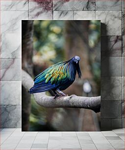 Πίνακας, Colorful Bird on Branch Πολύχρωμο πουλί στο κλαδί