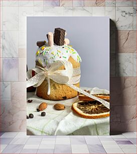 Πίνακας, Colorful Cake with Decorating Ingredients Πολύχρωμο κέικ με υλικά διακόσμησης