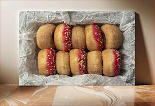 Πίνακας, Colorful Donuts in a Box Πολύχρωμα ντόνατς σε κουτί