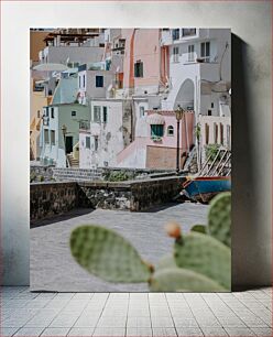 Πίνακας, Colorful Houses in a Coastal Town Πολύχρωμα σπίτια σε μια παραλιακή πόλη