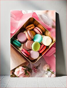 Πίνακας, Colorful Macarons in a Tin Box Πολύχρωμα μακαρόν σε τσίγκινο κουτί