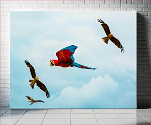Πίνακας, Colorful Parrot in Flight Πολύχρωμος παπαγάλος εν πτήση