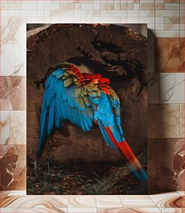 Πίνακας, Colorful Parrot in Tree Hole Πολύχρωμος παπαγάλος στην τρύπα του δέντρου