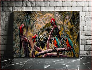 Πίνακας, Colorful Parrots in the Wild Πολύχρωμοι παπαγάλοι στην άγρια ​​φύση