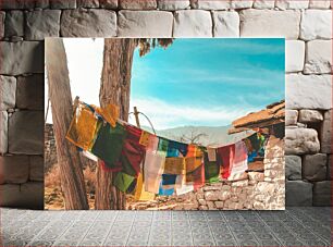 Πίνακας, Colorful Prayer Flags in Mountain Village Πολύχρωμες σημαίες προσευχής στο ορεινό χωριό