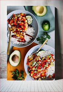 Πίνακας, Colorful Rice Bowl with Salsa Πολύχρωμο μπολ ρυζιού με σάλσα