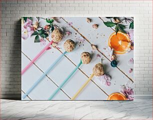 Πίνακας, Colorful Snacks and Floral Arrangement Πολύχρωμα σνακ και λουλουδένια σύνθεση