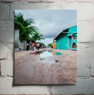 Πίνακας, Colorful Street Scene After Rain Πολύχρωμη σκηνή του δρόμου μετά τη βροχή