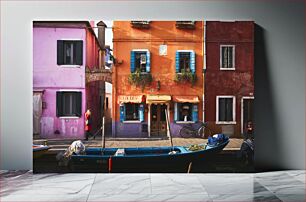 Πίνακας, Colorful Street with Boats Πολύχρωμος δρόμος με βάρκες