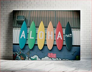 Πίνακας, Colorful Surfboards Aloha Πολύχρωμες σανίδες του σερφ Aloha